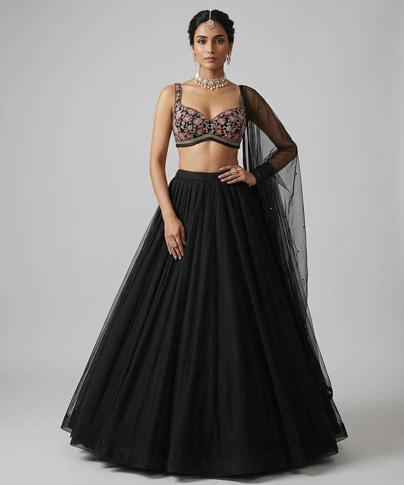 Black Georgette Lehenga Set