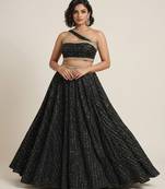 Black Sequin Embellished Shimmer Lehenga Set