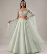 Pastel Mint Green Polyblend Lehenga Set