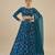 Teal Blue Printed Georgette Lehenga Set
