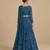 Teal Blue Printed Georgette Lehenga Set