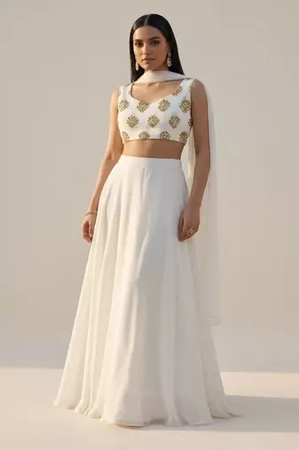 Ivory Georgette Lehenga Set