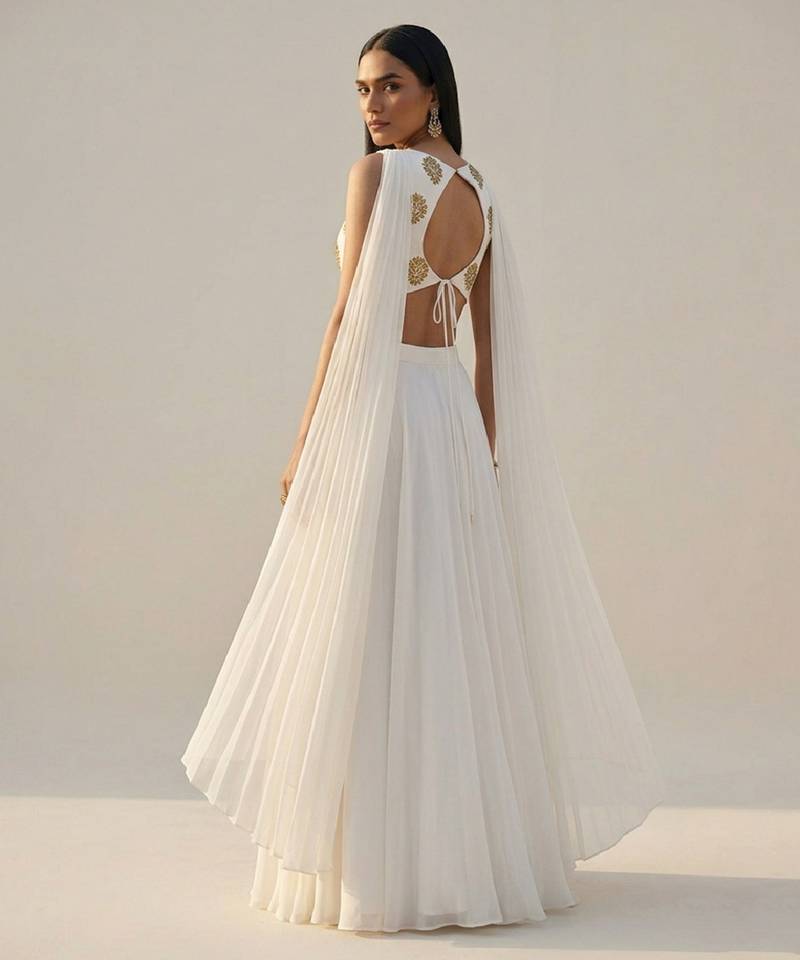 Ivory Georgette Lehenga Set