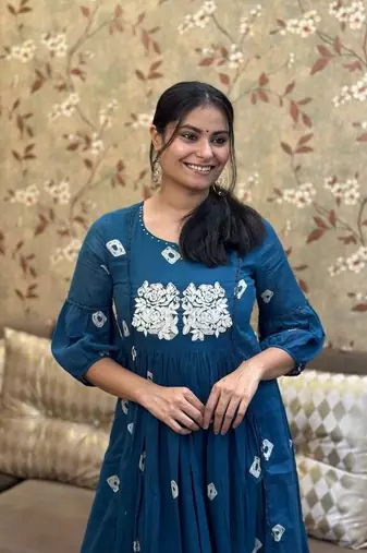 WOMEN PURE COTTON EMBROIDERY A-LINE KURTA WITH PANT 