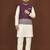 white silk kurta pyjama set with wine embroidered nehru jacket