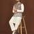 white silk kurta pyjama set with brown embroidered nehru jacket