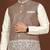 white silk kurta pyjama set with brown embroidered nehru jacket
