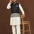 white silk kurta pyjama set with black embroidered nehru jacket