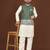 white silk kurta pyjama set with olive green embroidered nehru jacket