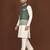 white silk kurta pyjama set with olive green embroidered nehru jacket