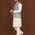 white silk kurta pyjama set with purple embroidered nehru jacket