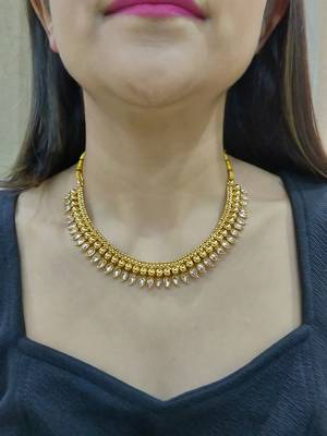 gold tone polki necklace set with layered design 2