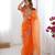 Orange color oregenza silk thread sequince embroidered work saree with blouse