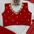 Red Color Embroidery,Real Mirror & Pearls Work Faux Georgette Ready To Wear Saree