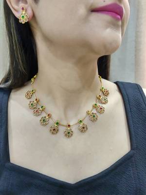 Multicolor stone studded necklace set 1