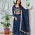 Blue Color Embroidery Sequence with Thared Work Silk Lahenga Choli Set