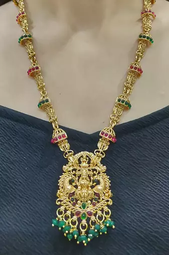 Antique gold plated temple jewelry necklace set