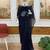 Navy Blue Color Embroidery,Real Mirror & Pearls Work Faux Georgette Ready To Wear Saree