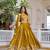 Yellow Color Embroidery Sequence with Thared Work Silk Lahenga Choli Set