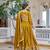 Yellow Color Embroidery Sequence with Thared Work Silk Lahenga Choli Set