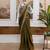 Olive Color Embroidery Lace Border Work Satin Ready To Wear Saree
