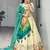 Rama Color Semi Beads Embroidery Work Crush Vichitra Lehenga With Unstitched Blouse