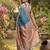 Blue color beautiful linen cotton fabric woven designer partywear saree