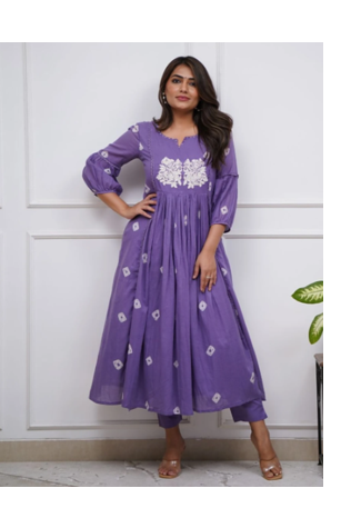 Elevate your ethnic wardrobe with this stunning Teal Bandhani Print A-LINE Kurta Set. pure cotton set 1