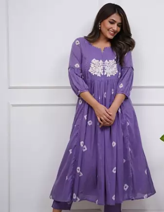 Elevate your ethnic wardrobe with this stunning Teal Bandhani Print A-LINE Kurta Set. pure cotton set