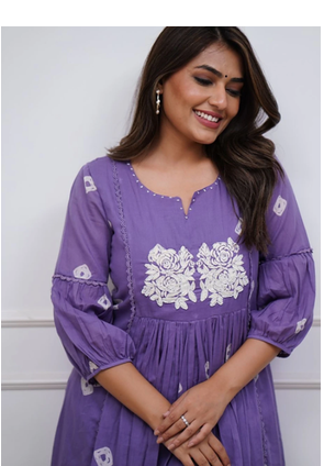 Elevate your ethnic wardrobe with this stunning Teal Bandhani Print A-LINE Kurta Set. pure cotton set 4