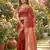 Maroon color beautiful linen cotton fabric woven designer partywear saree