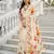 Cream color beautiful russian silk floral position printed work saree