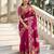 Rani pink color beautiful russian silk floral position printed work saree