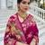 Rani pink color beautiful russian silk floral position printed work saree