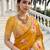 Mustard color beautiful russian silk floral position printed work saree