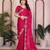Pink color satin chiffon fabric designer embroidered ethnic saree