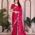 Pink satin chiffon fabric designer embroidered ethnic saree