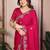 Pink color satin chiffon fabric designer embroidered ethnic saree