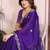 Purple color satin chiffon fabric designer embroidered ethnic saree