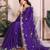 Purple color satin chiffon fabric designer embroidered ethnic saree