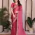 Pink color satin chiffon fabric designer embroidered ethnic saree