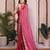 Pink color satin chiffon fabric designer embroidered ethnic saree