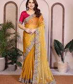 Yellow color designer fendy chiffon saree for classy bollywood looks