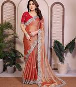 Orange color designer fendy chiffon saree for classy bollywood looks
