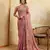 Purple color beautiful fendy chiffon fabric glamorous embroidered saree