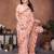 Peach color georgette fabric designer embroidery work graceful partywear saree