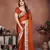 Rust rangoli silk fabric designer embroidery work ceremonial saree