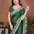 Green color rangoli silk fabric designer embroidery work ceremonial saree