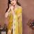 Yellow color fendy chiffon fabric stylish bollywood style saree