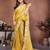 Yellow color fendy chiffon fabric stylish bollywood style saree